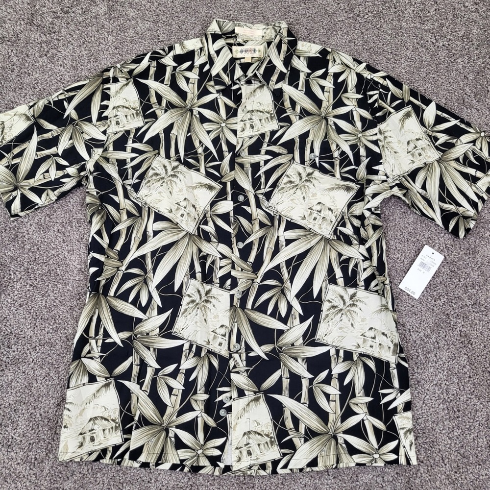 Campia Moda Button Down Shirt Mens Size M Black NWT Bamboo Rayon 92982